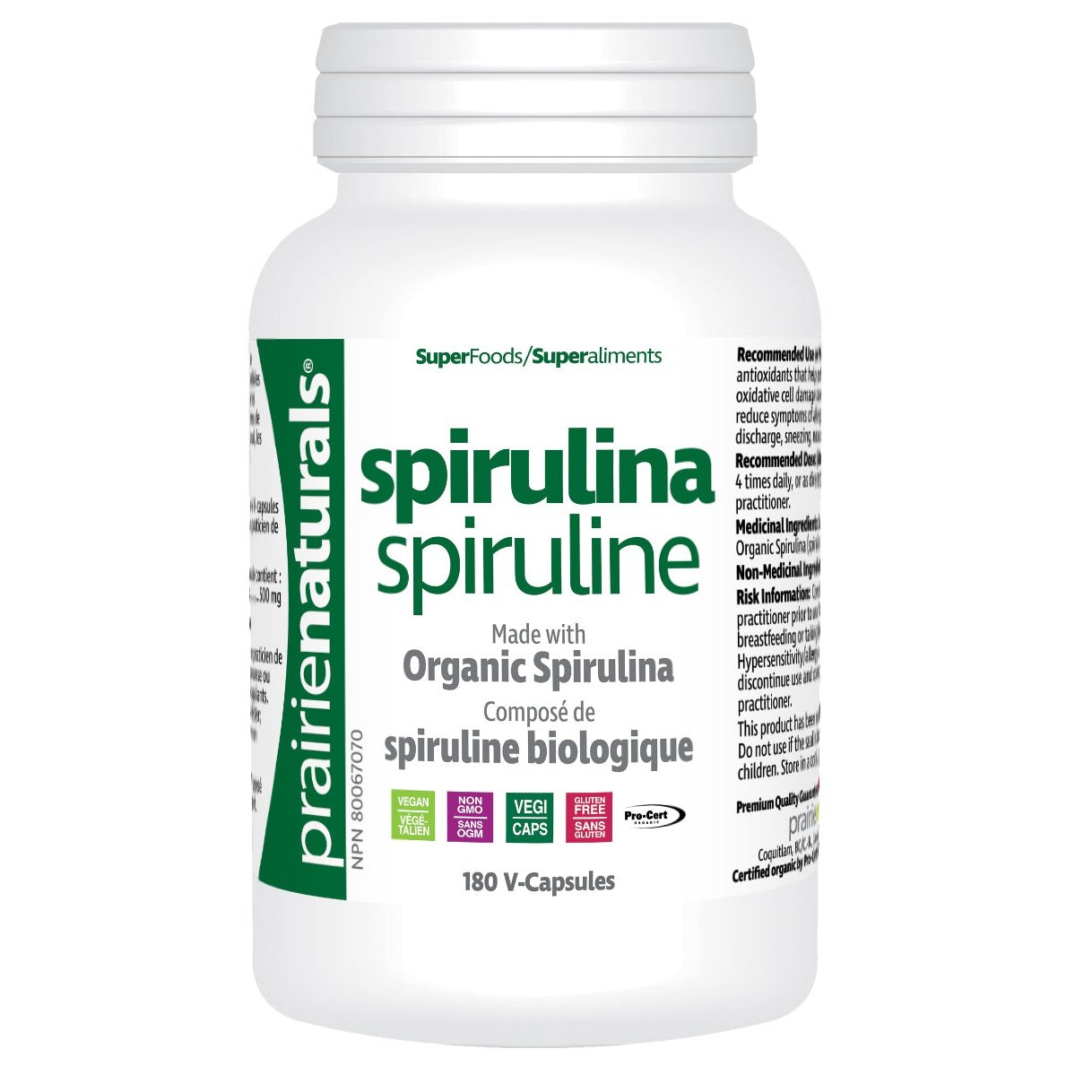 Organic Spirulina Blue Green Algae (Vcaps)